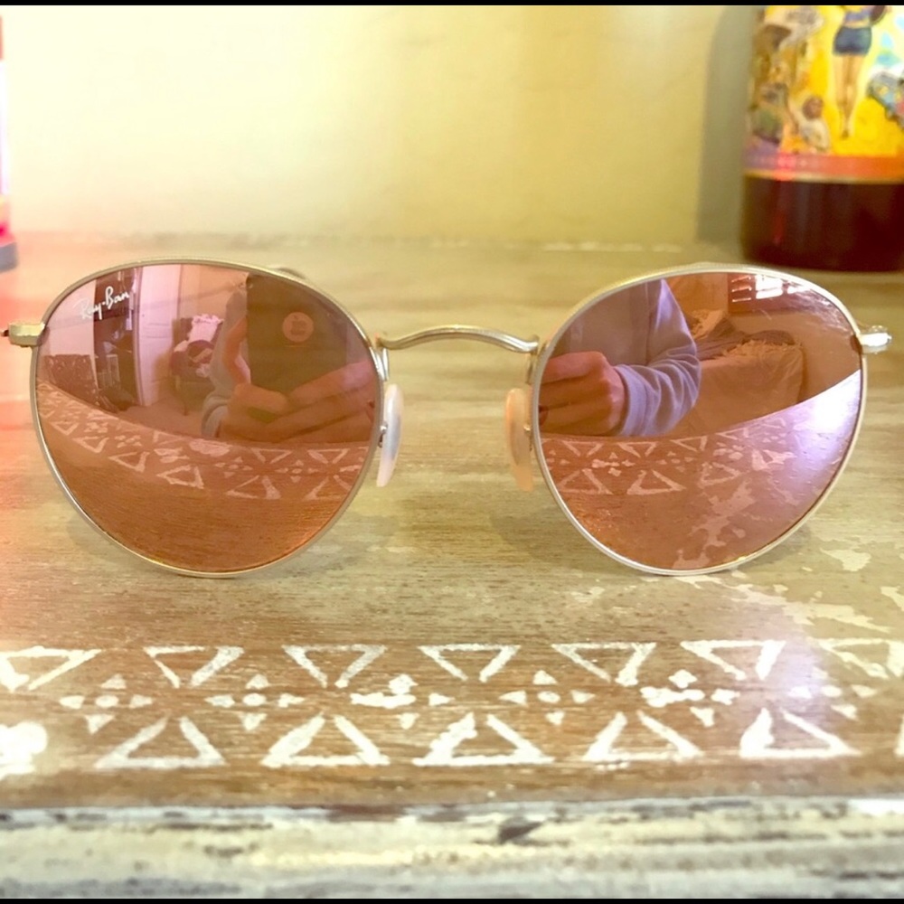 Gold and Pink Round Ray-Bans